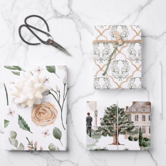 Bruiloft Vrijgezellenfeest Waterverf Inpakpapier Vel (Voorkant)