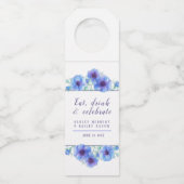Bruiloft waterverf blauw anemoon bloem flessenhanger (Voorkant)