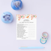 Bruiloft waterverf bloem bruidsshower trivia vraag flyer (Enkel)