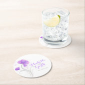 Bruiloft waterverf bloem paarse papier onderzetter (Insitu)