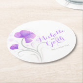 Bruiloft waterverf bloem paarse papier onderzetter (Gebogen)