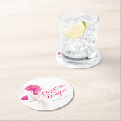 Bruiloft waterverf bloem rood roze papier onderzet ronde kartonnen onderzetter (Insitu)