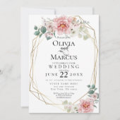 Bruiloft | Waterverf bloemen Baby Pink Peony Kaart (Voorkant)