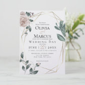 BRUILOFT | Waterverf Blush Dusty Roos Gold Kaart (Staand voorkant)