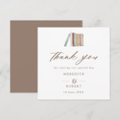 Bruiloft Waterverf Boeken Kalligrafie Plein Bedankkaart (Voorkant / Achterkant)