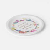 Bruiloft waterverf boho krans aangepaste borden papieren bordje (Gekanteld)