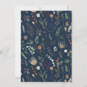 Bruiloft waterverf botanische bloemen marineblauw kaart (Achterkant)