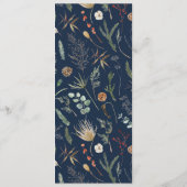 Bruiloft waterverf botanische bloemen marineblauw menu (Achterkant)