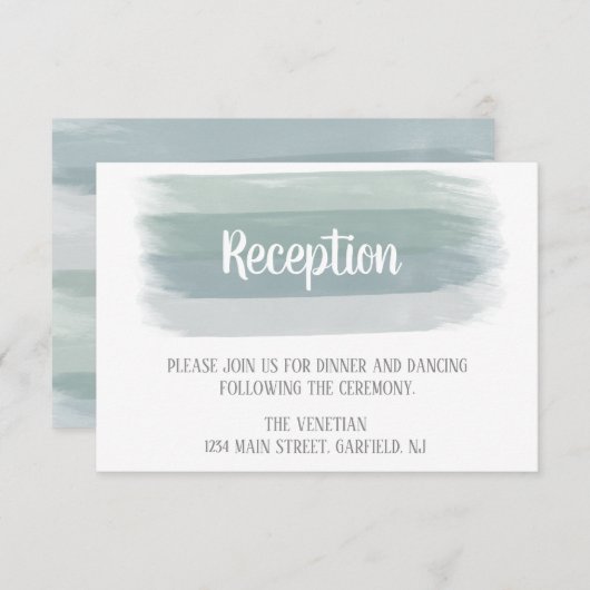 Bruiloft Waterverf Brush Stroke Receptie Kaart (Voorkant / Achterkant)