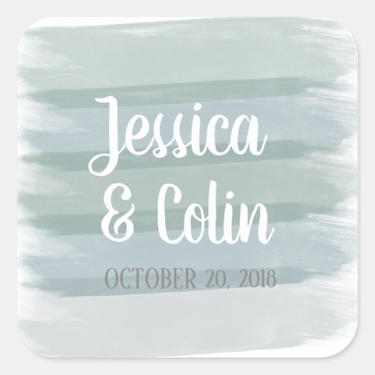 Bruiloft Waterverf Brush Stroke Sticker (Voorkant)