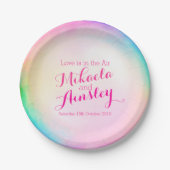 Bruiloft waterverf bubble aangepaste papier bord (Voorkant)