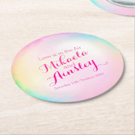 Bruiloft waterverf bubble papier onderzetters