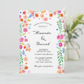 Bruiloft Waterverf Folk Floral Garden Invitation Kaart (Staand voorkant)