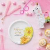 Bruiloft waterverf goudsbloemen aangepaste papier  papieren bordje (Feest)