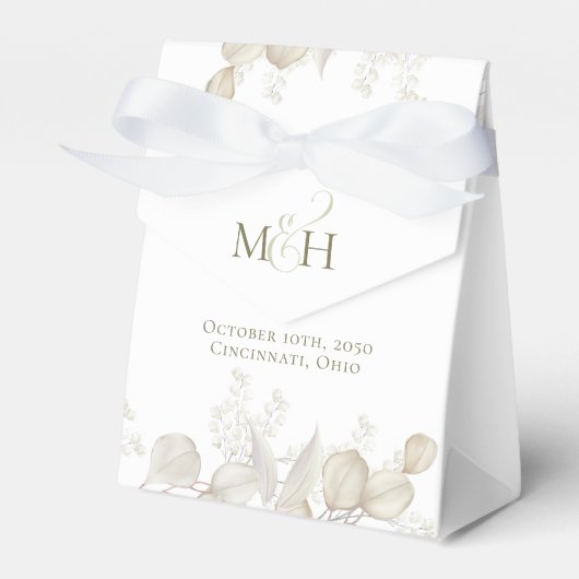 Bruiloft Waterverf groen salie groen botanisch Bedankdoosjes (Voorkant Zijde)