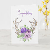 Bruiloft Waterverf Herten Antler Boeket Kaart (Gele Bloem)