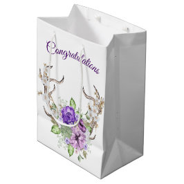 Bruiloft Waterverf Herten Antler Boeket Medium Cadeauzakje