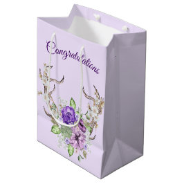 Bruiloft Waterverf Herten Antler Boeket Medium Cadeauzakje