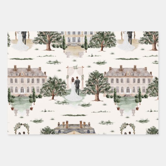 Bruiloft Waterverf Inpakpapier Vel (Voorkant)