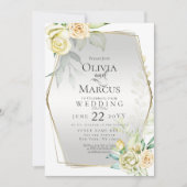 Bruiloft | Waterverf Ivoorgele blozen Rozen Kaart (Voorkant)