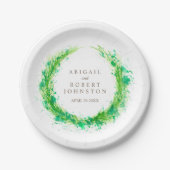 Bruiloft waterverf krans gepersonaliseerd papier b papieren bordje (Voorkant)