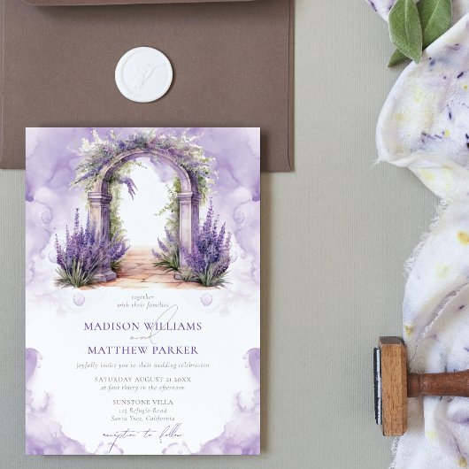 Bruiloft Waterverf Lavendel Tuin Kaart