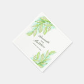 Bruiloft waterverf lente bladeren groen op maat servet (Hoek)