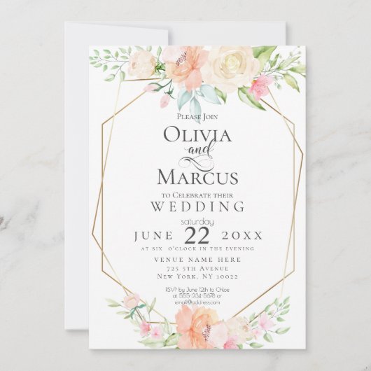 BRUILOFT | Waterverf Lente bloesems Kaart (Voorkant)