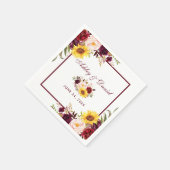 Bruiloft Waterverf Mixed Floral Bourgondië Lijst Servet (Hoek)