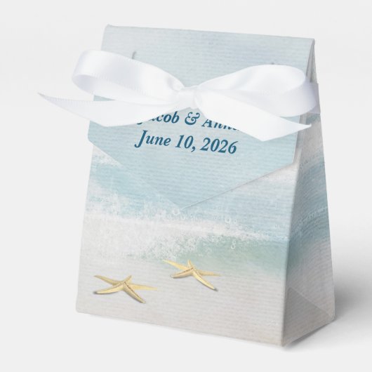 bruiloft waterverf oceaansurf met zeestervis bedankdoosjes (Voorkant Zijde)