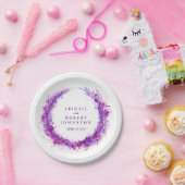 Bruiloft waterverf paarse krans namen papier bord (Feest)