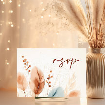 Bruiloft Waterverf Pampas Terracotta Blauw