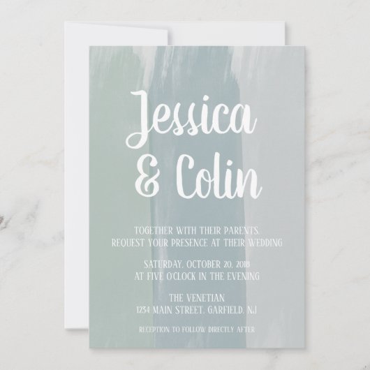 Bruiloft Waterverf penseelstreekuitnodiging Kaart (Voorkant)