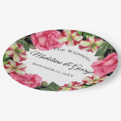 Bruiloft Waterverf roze bloemen krans cirkel Papieren Bordje (Gekanteld)