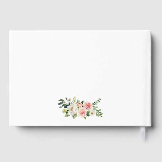 Bruiloft Waterverf Roze Blush Bloemen Goud Gastenboek (Achterkant)