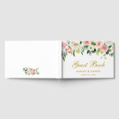 Bruiloft Waterverf Roze Blush Bloemen Goud Gastenboek