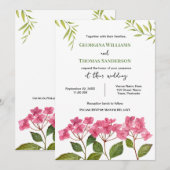 Bruiloft Waterverf Roze Hydrangea Lacecaps Kaart (Voorkant / Achterkant)