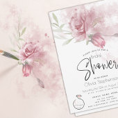 Bruiloft | Waterverf roze mosterdrozen Kaart