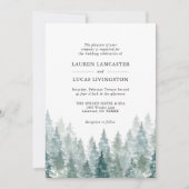 Bruiloft Waterverf rustieke dennenbomen bos groen Kaart (Voorkant)