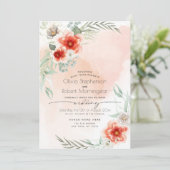 Bruiloft | Waterverf Scarlet Flame Floral Kaart (Staand voorkant)