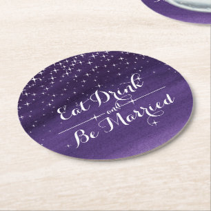 Bruiloft waterverf sterrennacht papier onderzetter