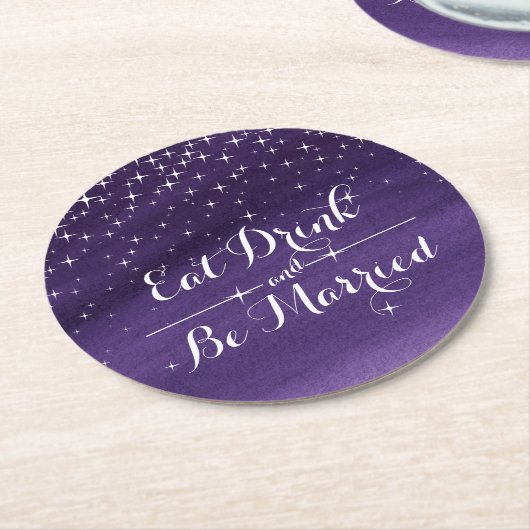 Bruiloft waterverf sterrennacht papier onderzetter (Gebogen)