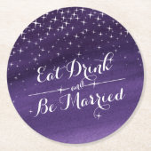 Bruiloft waterverf sterrennacht papier onderzetter (Voorkant)