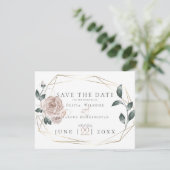 BRUILOFT | Waterverf Stof Roos Blush Pink Save The Date (Staand voorkant)
