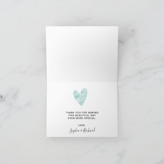 Bruiloft Waterverf Wereldkaart Verwijderbaar Hart Bedankkaart (Binnen)