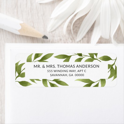 Bruiloft Waterverf Willows Botanische groen Etiket (Insitu)