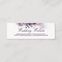 Bruiloft Website Aubergine Paarse Bloemen Mini Visitekaartje