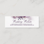 Bruiloft Website Aubergine Paarse Bloemen Mini Visitekaartje (Voorkant)