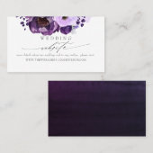 Bruiloft Website Aubergine Paarse Bloemen Visitekaartje (Voorkant / Achterkant)