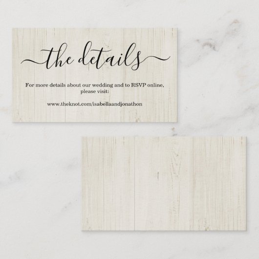 Bruiloft Website Behuizing Kaart - Rustiek Hout (Voorkant / Achterkant)